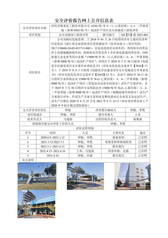 GZ【Y】虞2021-001紹興貝斯美化工股份有限公司15000噸年N-（1-乙基丙基）-3,4-二甲基苯胺（新增9000噸年）技改擴(kuò)產(chǎn)項目安全設(shè)施竣工驗收評價網(wǎng)上信息公開表_01.jpg