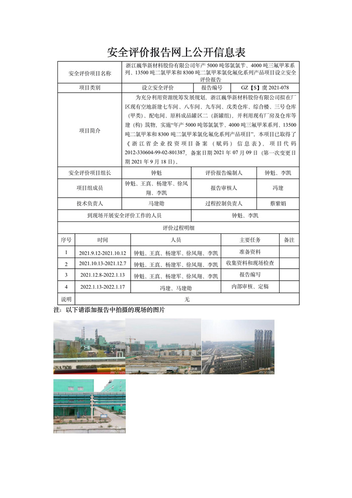 GZ【S】虞2021-078浙江巍華新材料股份有限公司年產(chǎn)5000噸鄰氯氯芐、4000噸三氟甲苯系列、13500噸二氯甲苯和8300噸二氯甲苯氯化氟化系列產(chǎn)品項目設(shè)立評價網(wǎng)上信息公開表_01.jpg