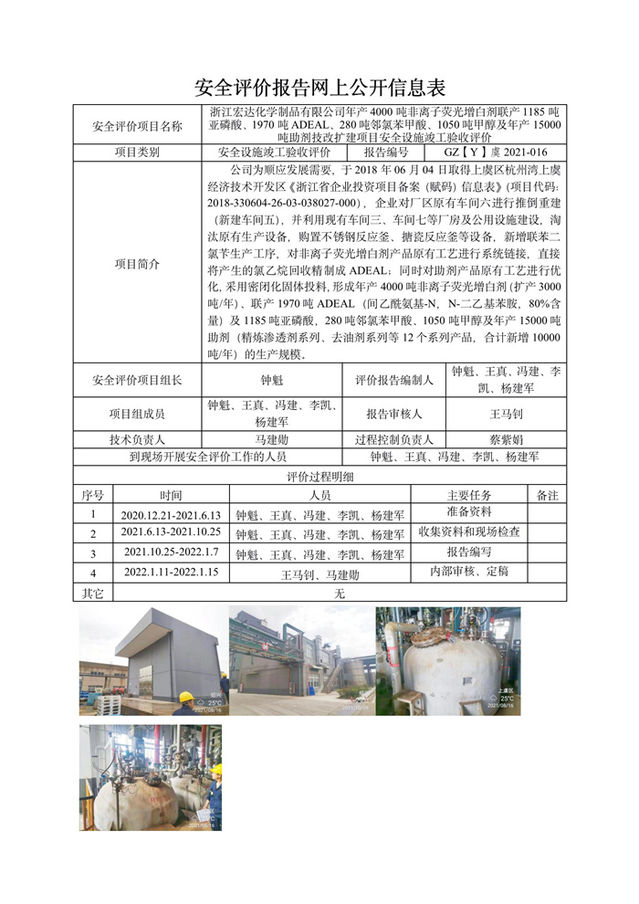 GZ【Y】虞2021-016浙江宏達化學制品有限公司年產(chǎn)4000噸非離子熒光增白劑聯(lián)產(chǎn)1185噸亞磷酸、1970噸ADEAL、280噸鄰氯苯甲酸、1050噸甲醇及年產(chǎn)15000噸助劑技改擴建項目驗收網(wǎng)上信息公開表_01.jpg